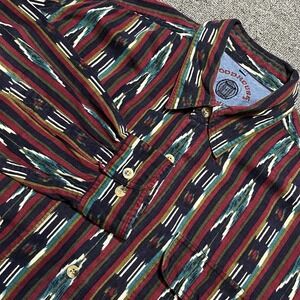 Woodhouse Southwest Aztec Stripe Button Down Shirt All Cotton Made‎ in India M